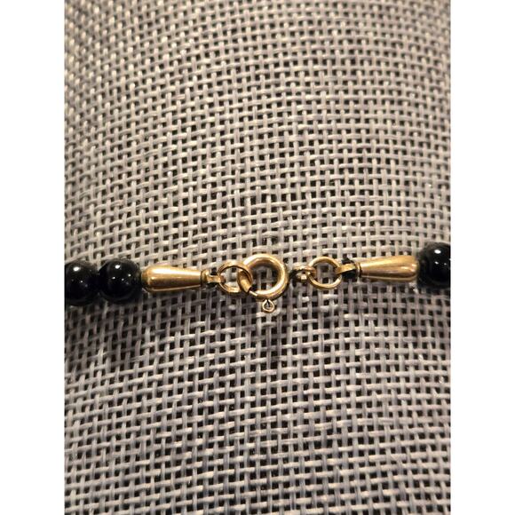 Vintage Ancient Egyptian Heart of Scarab Black & Gold Beaded Pendant Necklace - Picture 10 of 10